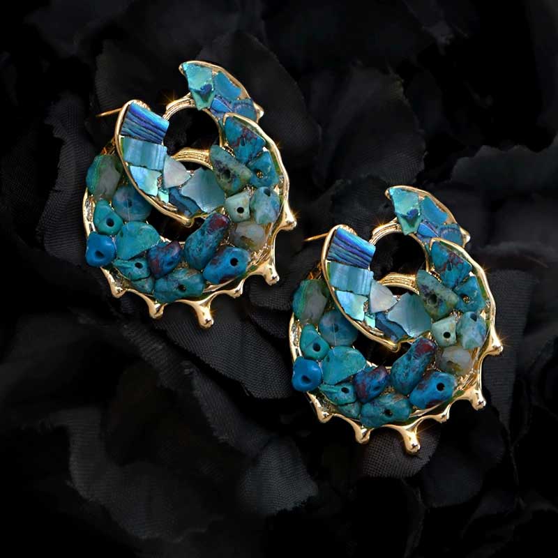 Ocean Blue Shell Earrings