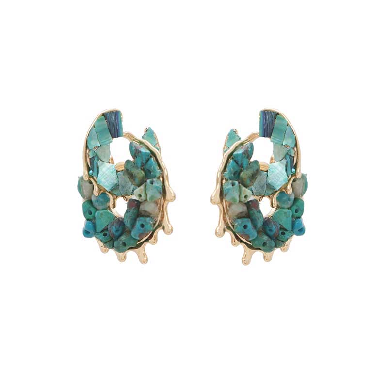 Ocean Blue Shell Earrings