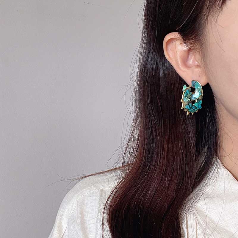 Ocean Blue Shell Earrings
