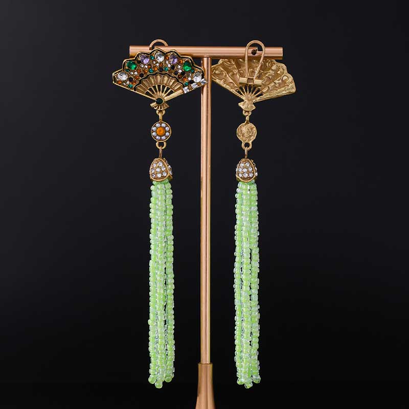 Mint Breeze Fan Earrings