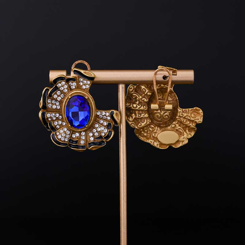 Blue Heart Blossom Earrings