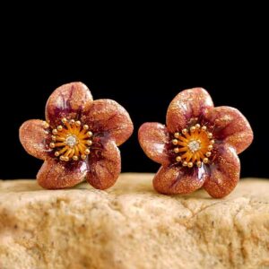 Purple Enamel Bloom Earrings