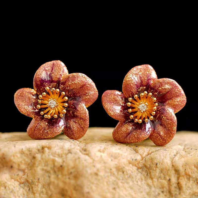 Purple Enamel Bloom Earrings