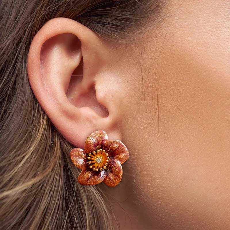 Purple Enamel Bloom Earrings