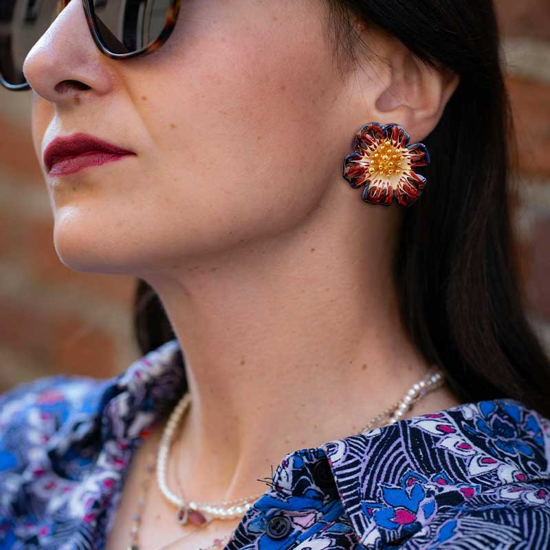 Enamel Blossom Earrings