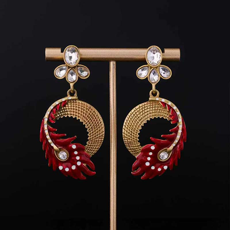 Red Feather Earrings