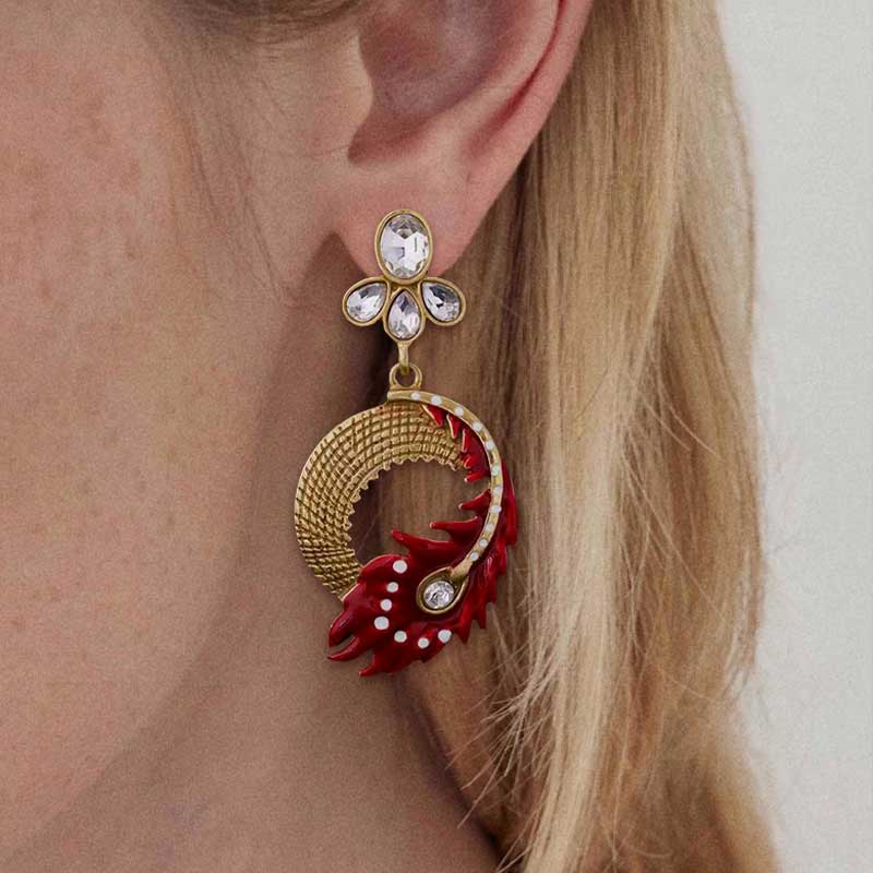 Red Feather Earrings
