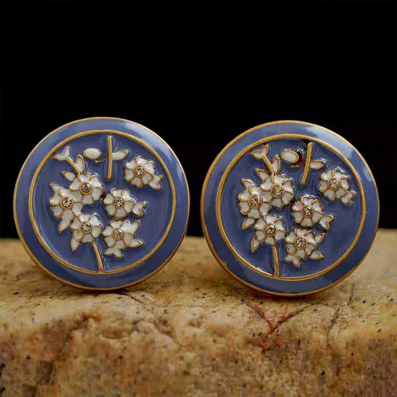 Enamel Plum Blossom Earrings
